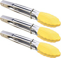 HINMAY 7-Inch Mini Tongs with Silicone Tips, Set of 3 (Yellow)