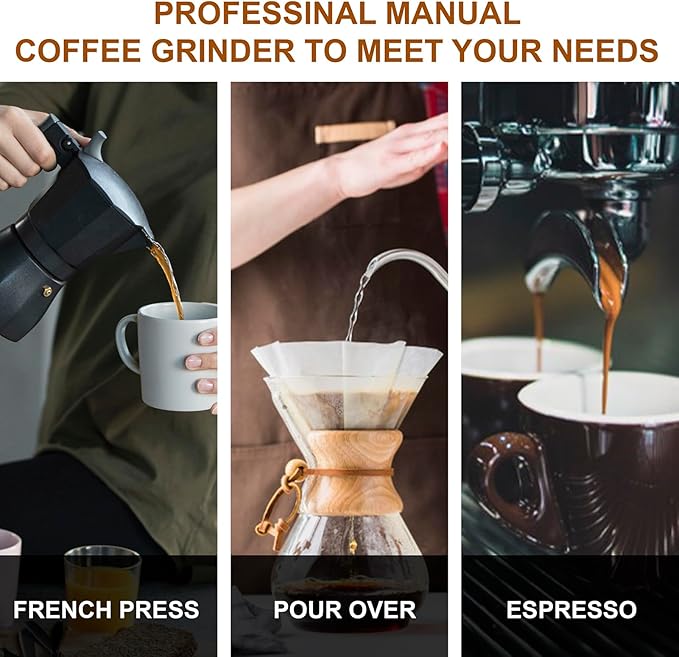 NewlukPro M6 Manual Coffee Grinder for Espresso Pour Over French Press Moka