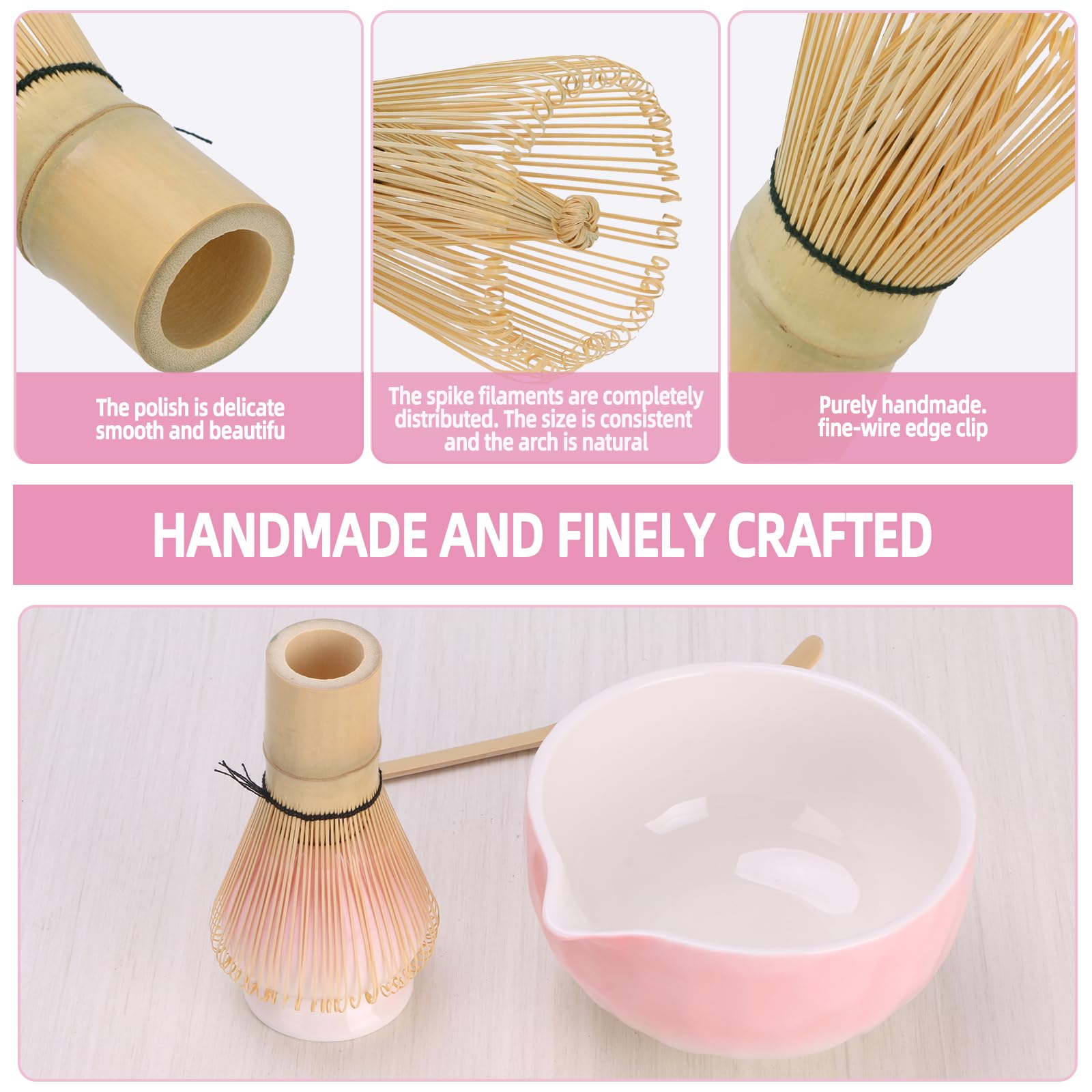 Matcha Whisk Set,4pcs Matcha Set Whisk and Matcha Bowl with Spout,Ceramic Matcha Whisk Holder,Scoop,Matcha Bowl Set for Matcha Lovers Kitchen Matcha Accessories,Ideal Gift Christmas