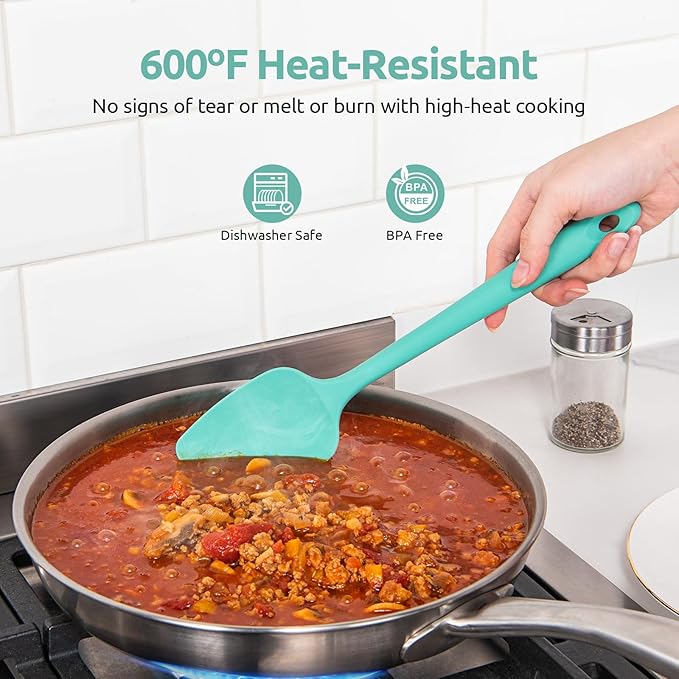 U-Taste Silicone Spatula Set, 600ºF High Heat Resistant, 3-Pcs, Aqua Sky
