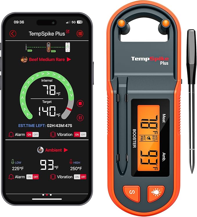 TempPro TempSpike 600ft Wireless Meat Thermometer with Ultra-Thinner Probe