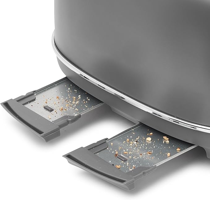 Haden Chelsea 4-Slice Wide Slot Stainless Steel Toaster with Adjustable Browning Control & Non-Slip Feet, Grey & Chrome