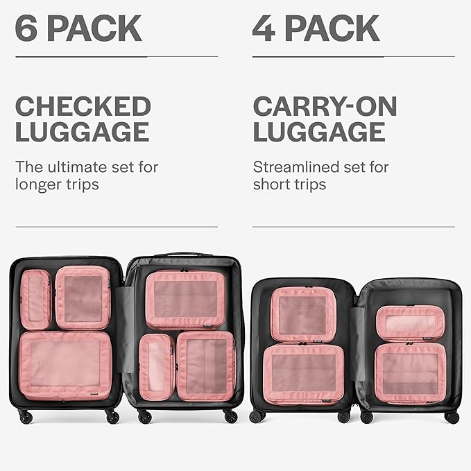 Aerotrunk Compression Packing Cubes for Travel, 4-Pack, Pink