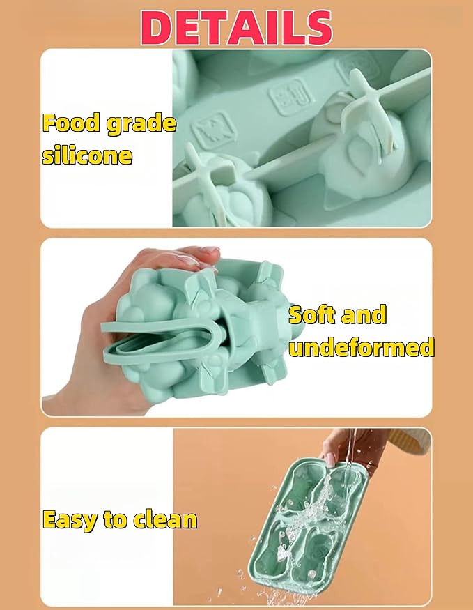 UIVXXUD Cute 3D Cat Ice Mold, Kitty Ice Cube Tray Popsicle Molds (Pink)