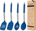 YASUEBI Kitchen Utensils Silicone Cooking Utensils Set for Nonstick Cookware Silicone Cooking Kitchen Utensils Set Perfect for Baking and Mixing Spatula Set BPA Free Dishwasher Safe Blue 4 Pack