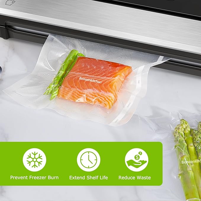 Bonsenkitchen 8” x 150’ Vacuum Sealer Bags Rolls with Cutter for Food
