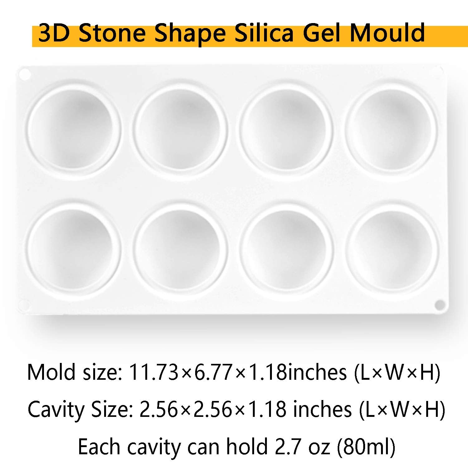 OCPO Kitchen Stone Round Silicone Mold for Baking Mousse Cake, 8 Cavities