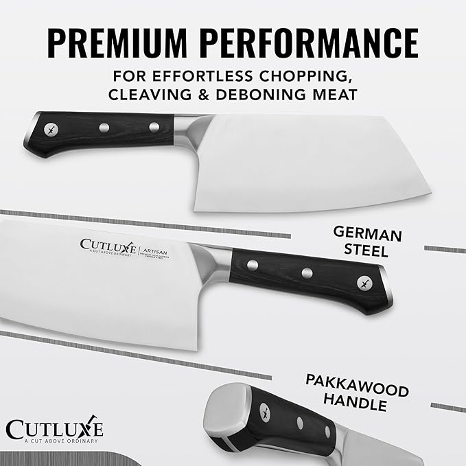 Cutluxe Meat Cleaver Knife, 7" Heavy Cleaver Butcher Knife – German Steel