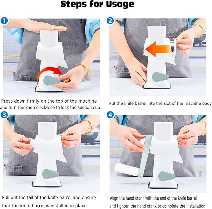 Dachenus Cheese Grater Rotary Cheese Grater,Versatile Cheese Shredder