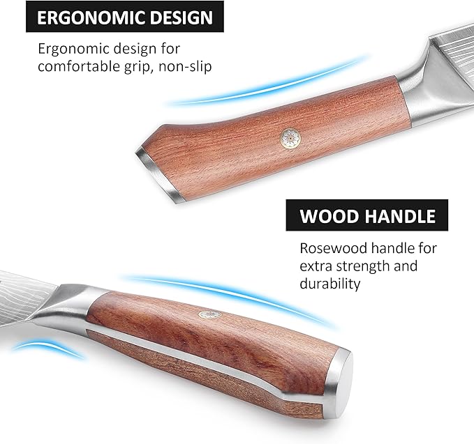 YOTSUBA 8 PCS Japanese Kitchen Knife Set with Block, Ultra Sharp Knives Set