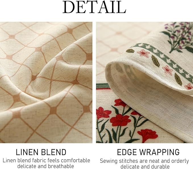 ISAENNE Designer French Linen Rectangular Tablecloth,102"x63"-Bertina E