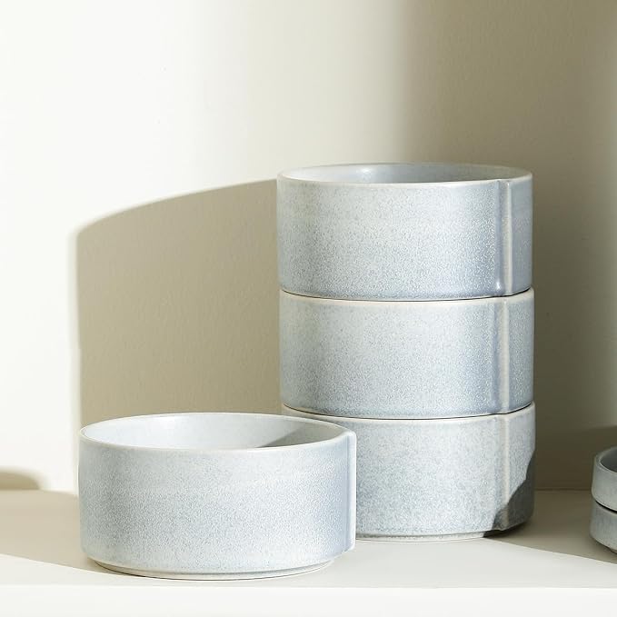 Stone Lain Bao 12-Piece Dinnerware Set Stoneware, Plates and Bowls Set, Dishwasher and Microwave Safe, Dish Set for 4, Blue-Grey