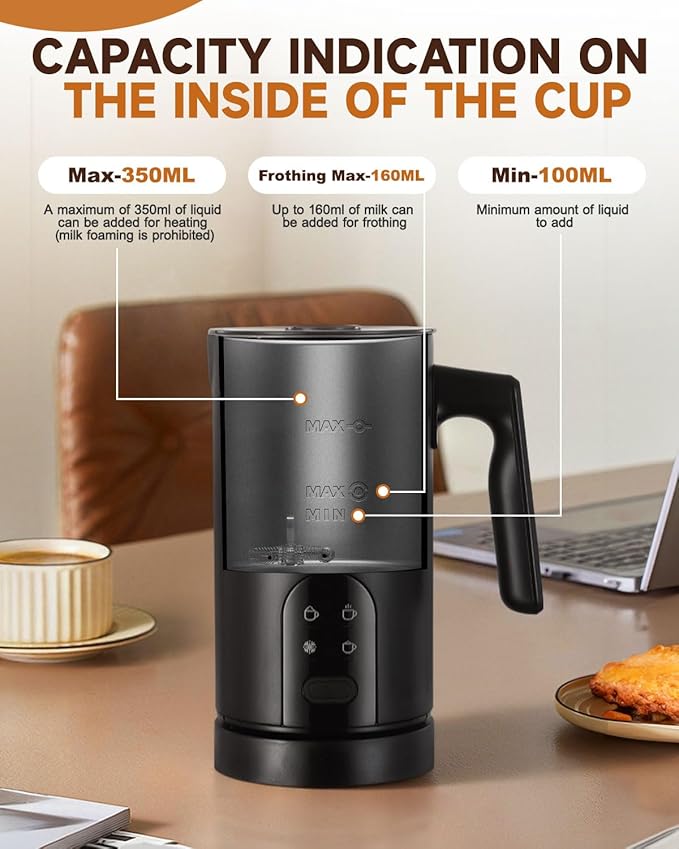 Torlaist Electric Milk Frother, 4-in-1 Automatic Milk Steamer & Foamer 11.8oz/350ml, Automatic Hot and Cold Foam Maker and Milk Warmer for Latte, Cappuccino, Matcha, Hot Chocolate Red
