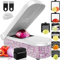 Vegetable Chopper with Container, 10 in 1 Manual Food Chopper Cutter, White