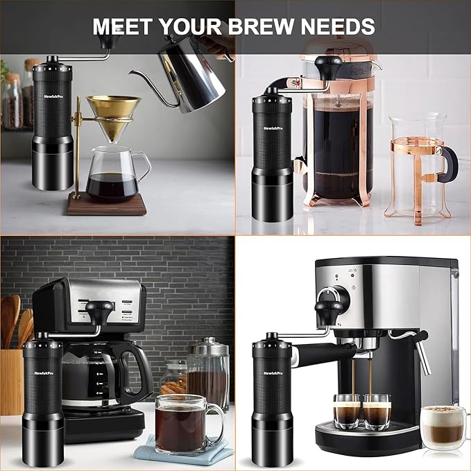 NewlukPro M7 Pro Manual Coffee Grinder,Titanium Conical Burr,35g Capacity