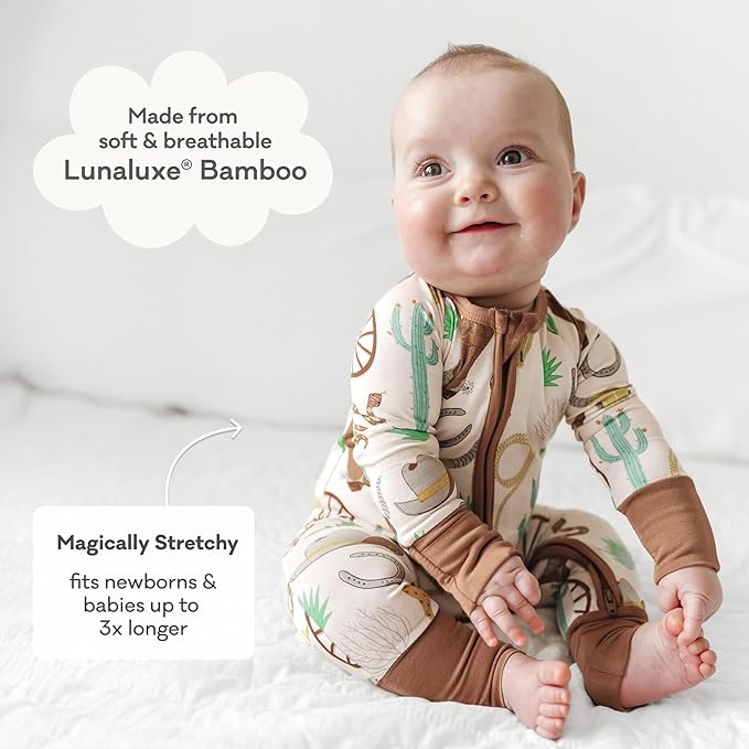 Little Sleepies Baby Pajamas, Caramel Ready to Rodeo, 0-3 months