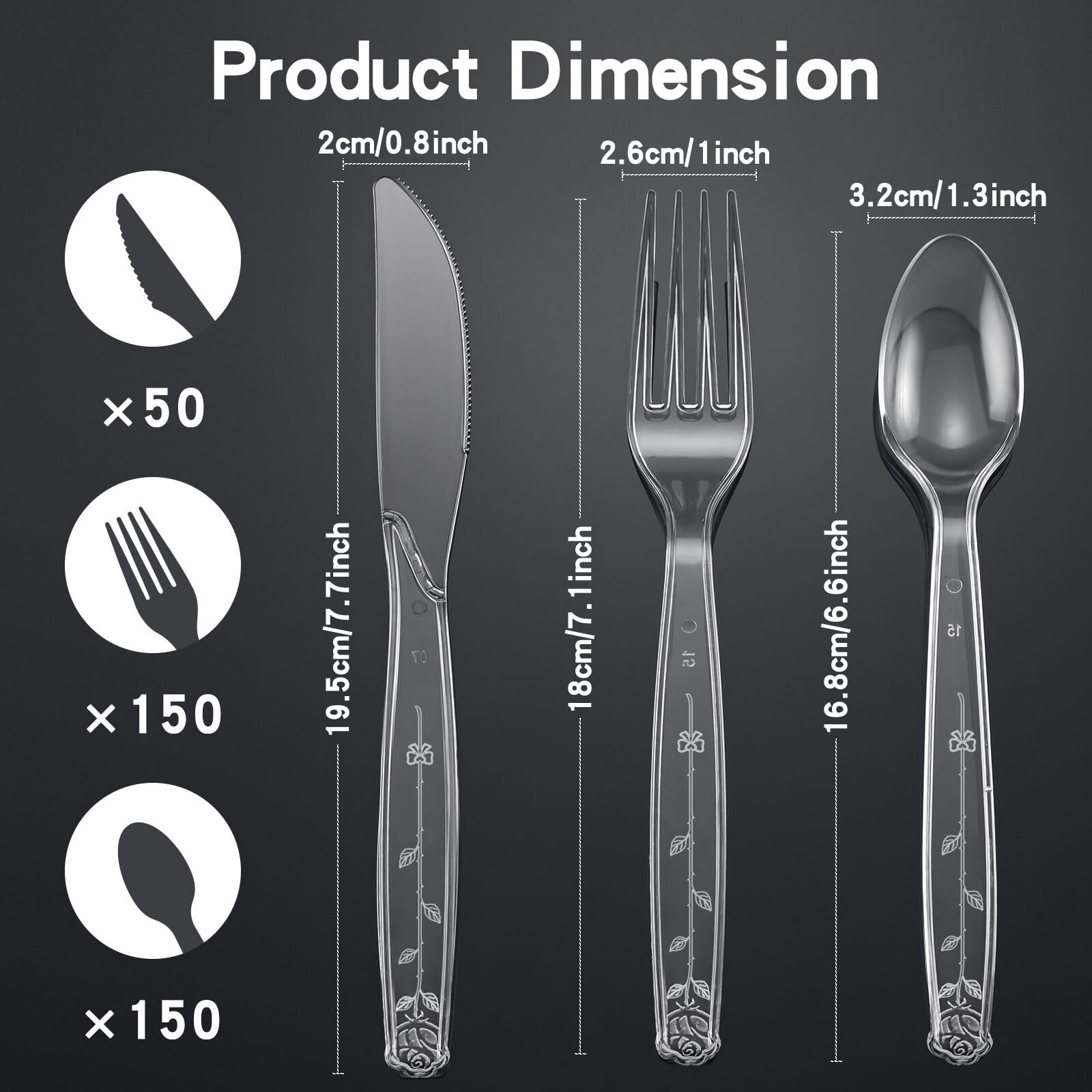350pc Heavy Duty Plastic Silverware Set: 150 Forks/150 Spoons/50 Knives