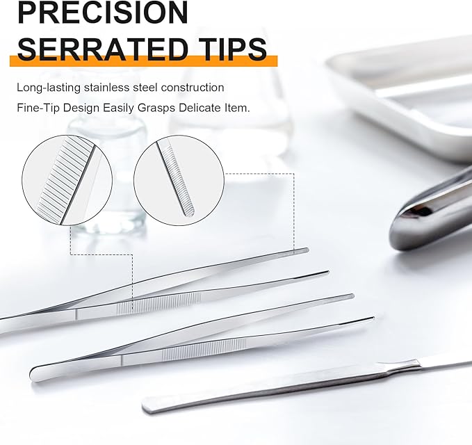 Yaomiao 4 Packs Bar Tongs Stainless Steel, 8 Inch, Silver