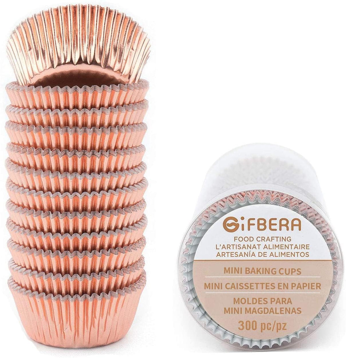 Gifbera Gold Foil Mini Cupcake Liners Small Muffin Baking Cups 300-Count