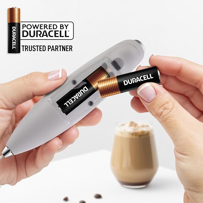 Zulay Kitchen Powerful Milk Frother Wand With Duracell Batteries - Ultra Fast Handheld Drink Mixer - Electric Whisk Foam Maker for Coffee, Lattes, Cappuccino & Matcha - Triple Whisk - Pewter Gray