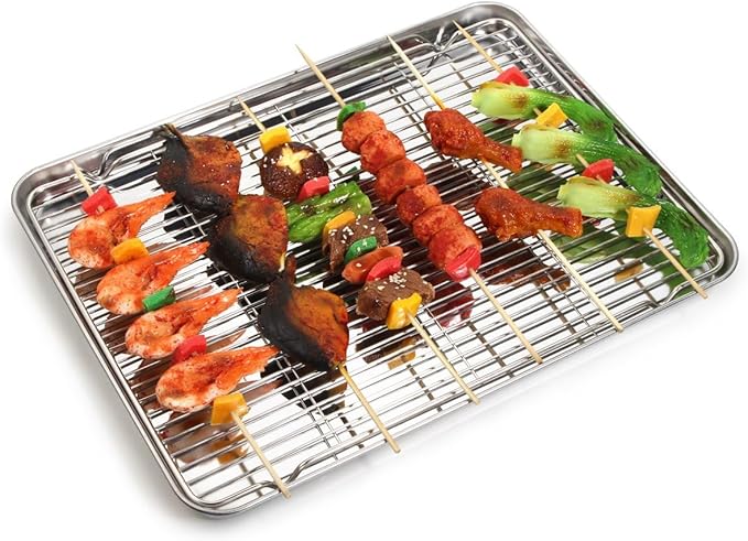 Baking Sheet with Rack Set, Stainless Steel Cookie Sheet with Cooling Rack