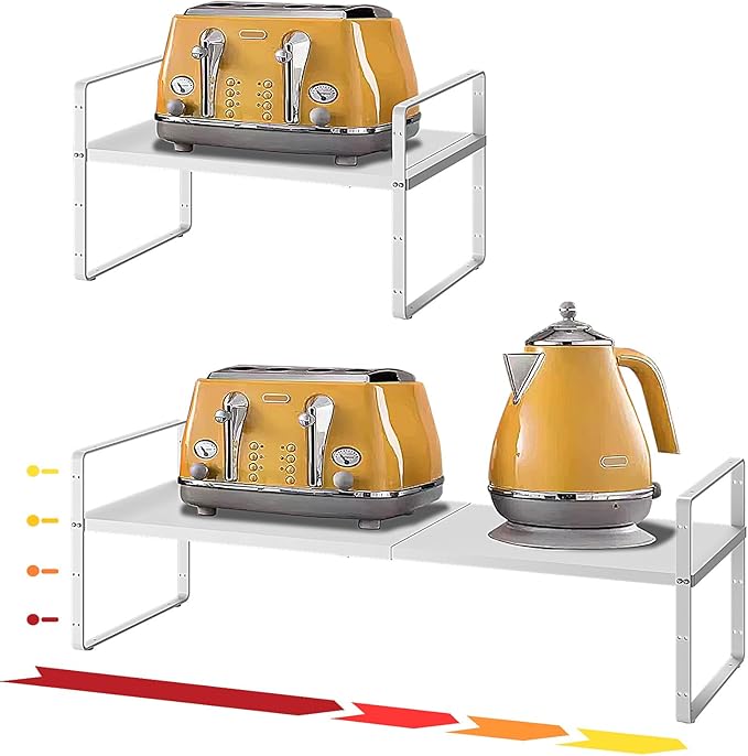 taiheis 16.5~27.1" Expandable Shelf，1Pack 8.1" Wide Adjustable Height Cabinet Shelves，White