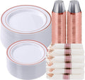 Goodluck 350 Piece Rose Gold Plastic Dinnerware Set for 50 Guests