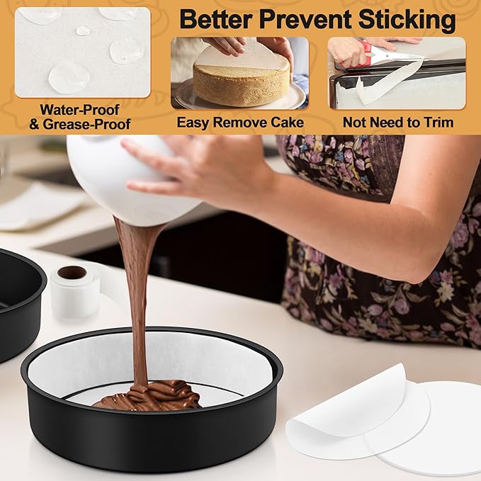 E-far 9.5 Inch Cake Pan, 2PCS Nonstick Small Cake Pans with Parchment Paper