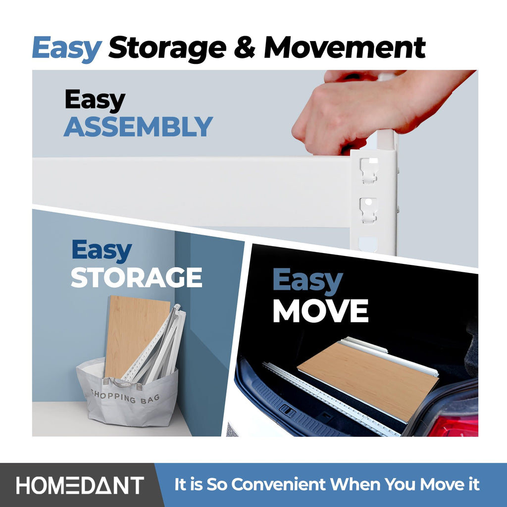 HOMEDANT White 28" W 5 Tier Storage Shelves Garage Shelving Unit Metal