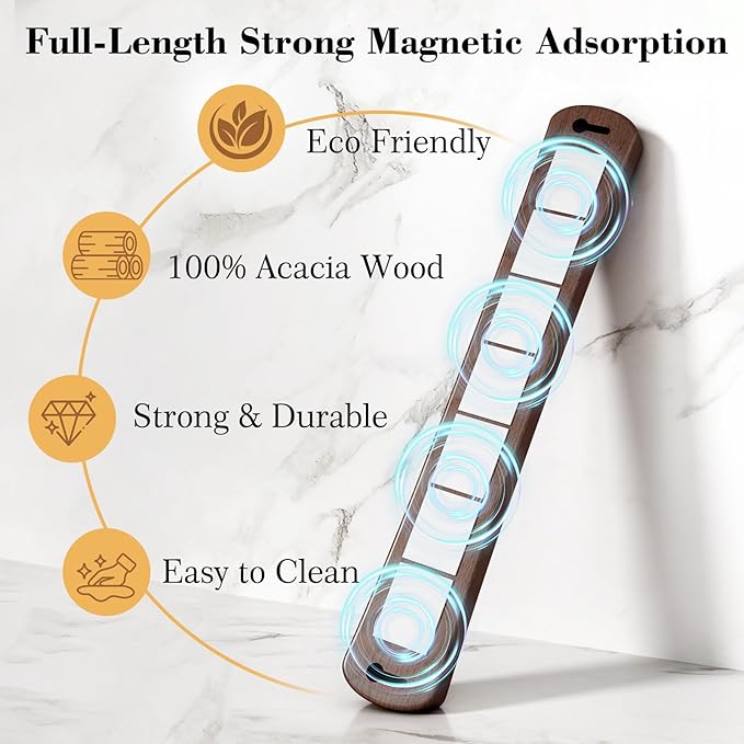 Swaitee Magnetic Knife Holder for Wall, 24 Inch Large Acacia Wood Magnetic Knife Strip, Kitchen Storage Organizer, Fridge Side Mount, Housewarming Gifts for New Home