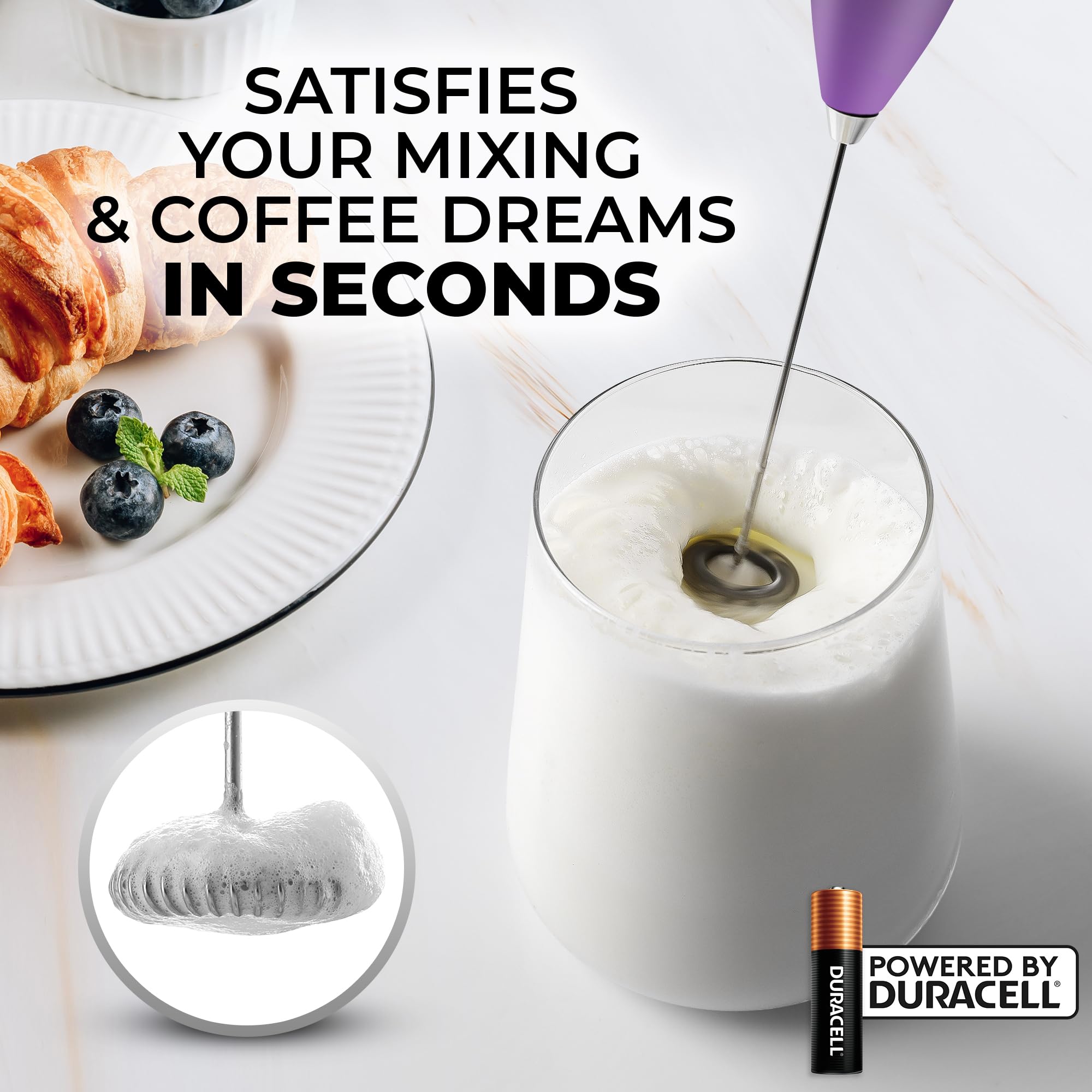 Zulay Powerful Milk Frother for Coffee with Upgraded Titanium Motor - Handheld Electric Whisk, Milk Foamer, Mini Mixer & Coffee Blender for Frappe, Latte, Matcha, No Stand - Mystic Galaxy