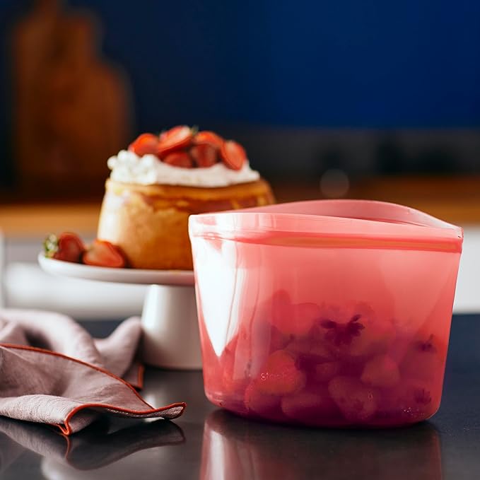 Stasher Premium Reusable Silicone Food Storage Bowl, Red, 6-Cup