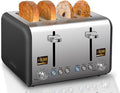 SEEDEEM 4 Slice Stainless Steel Toaster, LCD Display, Wide Slots