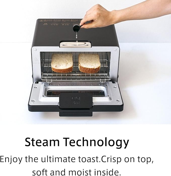 BALMUDA The Toaster | Steam Oven Toaster | Compact Size 14.1" W x 12.6" D x 8.2" H | 5 Cooking Modes: Sandwich Bread, Artisan Bread, Pizza & Pastry, Oven | Baking Pan Included | US Version | Gray