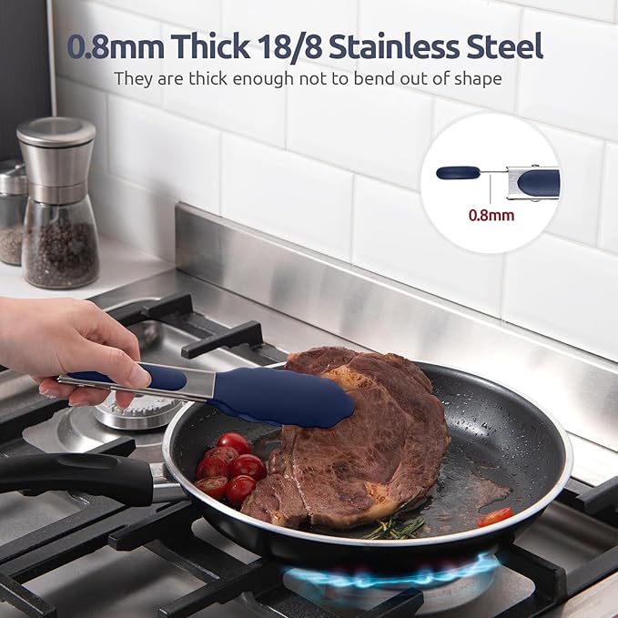 U-Taste Kitchen Tong for Cooking, 600ºF Heat-Resistant, 7in/Midnight Blue
