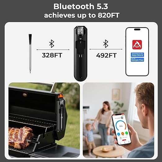 BlueSwan Wireless Meat Thermometer Digital Smart APP for 820 ft Range