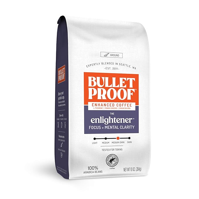 Bulletproof Enlightener Medium-Dark Roast Ground Coffee, 10 oz