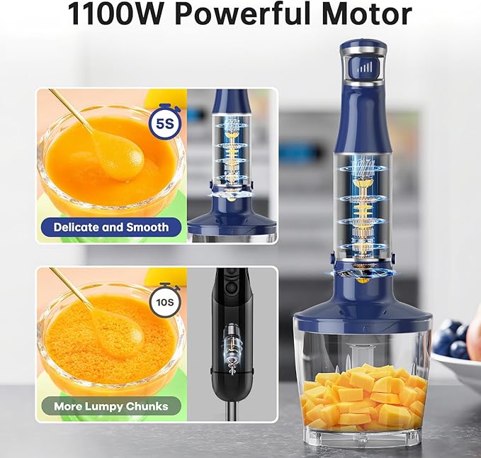 Turelar Immersion Blender Handheld 5 in 1 Hand Blender Set 1100W Heavy Duty