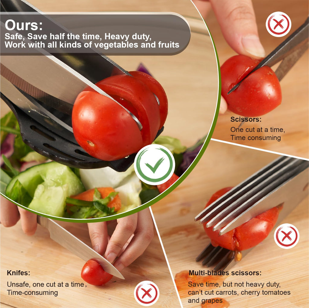 ALEXPHY Salad Scissors with Double Blades, Lettuce Chopper for Chopped Salad, Black