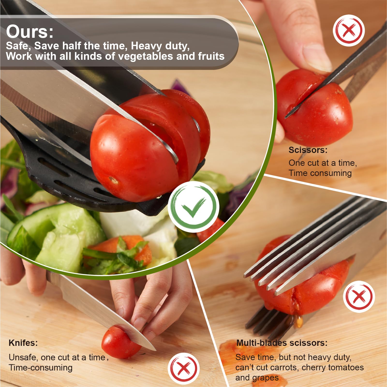 ALEXPHY Salad Scissors with Double Blades, Lettuce Chopper for Chopped Salad, Black