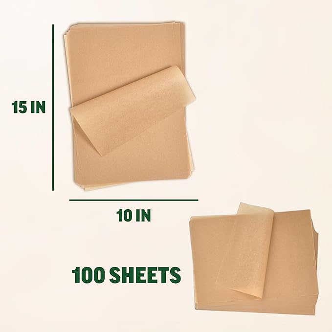 Zenlogy 10x15 Parchment Paper, 100 Sheets, Pre-Cut, Fits Jelly Roll Pans