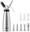 Whipped Cream Dispenser 500ml, Professional Cream Whipper with 8 Nozzles