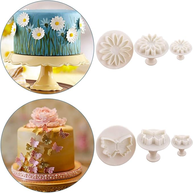 MOACC Cake Tools 36 Piece Fondant Cake Cookie Plunger Sugarcraft Flower Leaf Butterfly Heart Shape Decorating Mold DIY Icing Plunger Tools
