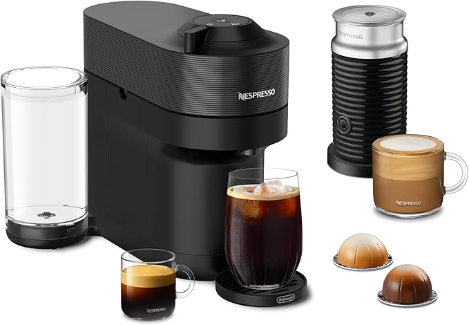 Nespresso Vertuo Pop+ Coffee Machine with Milk Frother, Liquorice Black