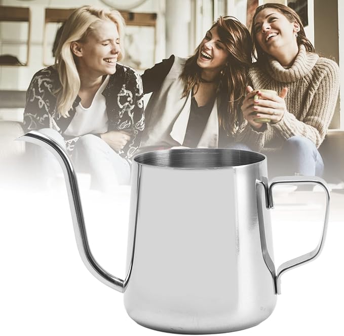 Pour Over Coffee Kettle, 8.5oz Stainless Steel Gooseneck Spout Pour Over Coffee Kettle, Long Narrow Drip Spout Coffee Tea Pots for Pour Over Coffee, Home Brewing, Camping (8.5oz, Silver)