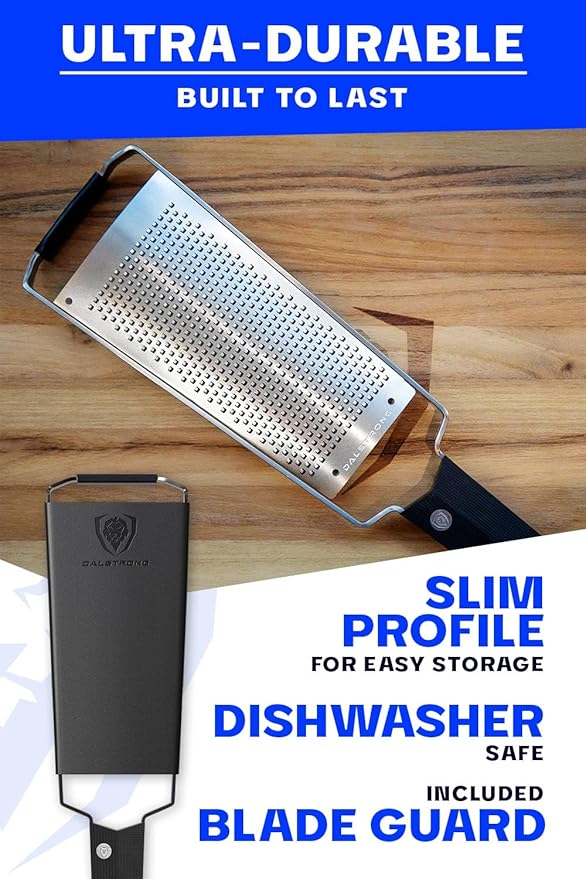 Dalstrong Wide Cheese Grater — Fine #304 Stainless Steel Blade, Blade Guard — For Parmesan, Hard Cheese, Chocolate & Citrus Zest — Non-Slip G10 Handle, Professional Grade, customer support