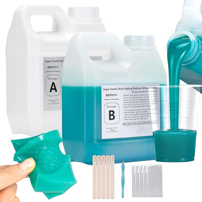 BBDINO Super Elastic Liquid Silicone Mold Making Kit 8A Jade Green 4.4 Lbs