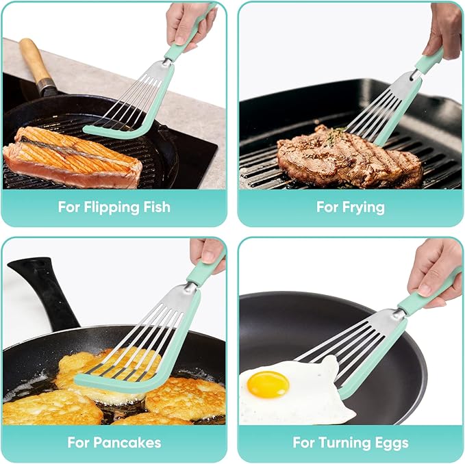 Silicone Fish Spatula for Nonstick Cookware,Thin Slotted Spatulas Turner