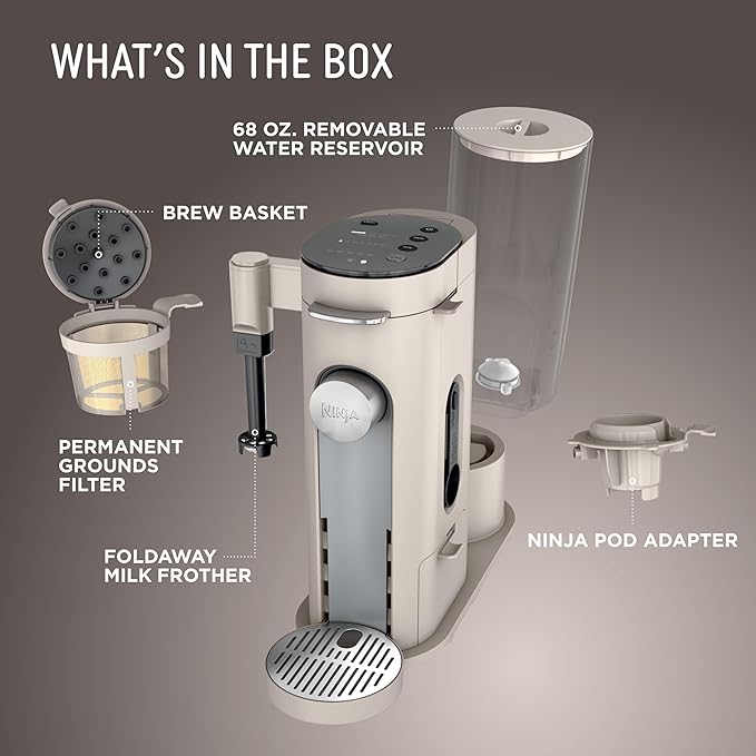 Ninja Pod & Grounds, XL Coffee Maker, K-Cup Compatible, Stone, PB055AST