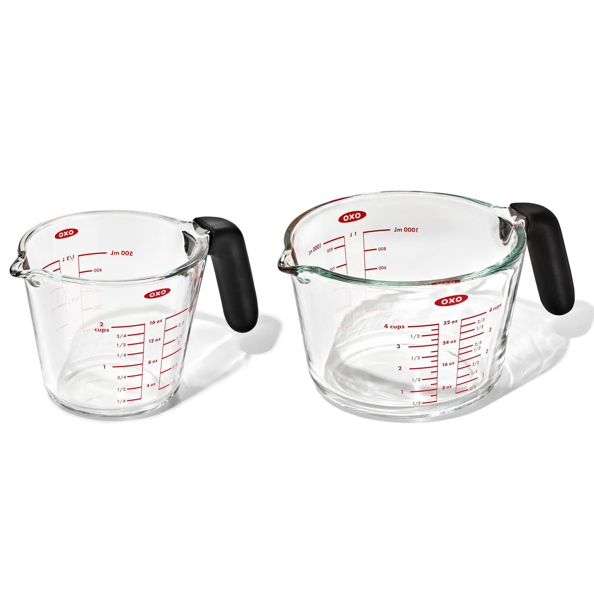 OXO Good Grips Glass Measuring Cup Set, 2 Cup & 4 Cup with Non-Slip Handle